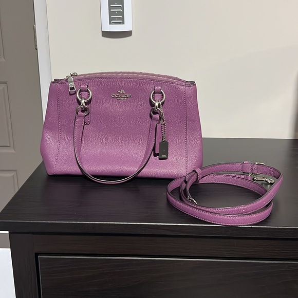 Coach Christie Carryall Leather Satchel (Purple) - Picture 2 of 3